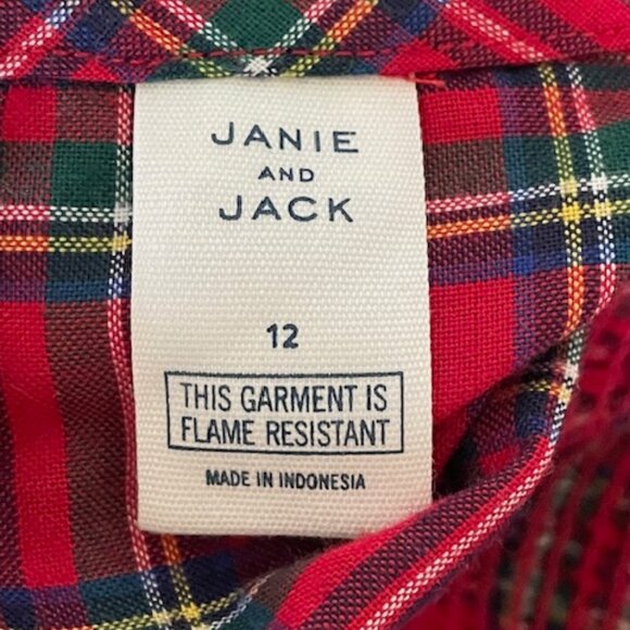 JANIE & JACK Bradbury Red Tartan Good Night Holiday Tartan Nightgown 12 - Picture 8 of 14